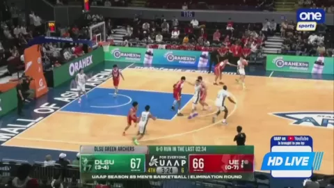 Poster siaran DLSU Green Archers VS UE Red Warriors