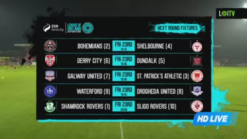 Poster siaran Sligo Rovers VS Dundalk